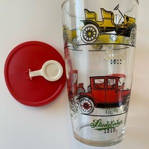 Red Vintage Car Drinkware Tumbler Hazel Atlas Bintage 1950’s & 1960’s.